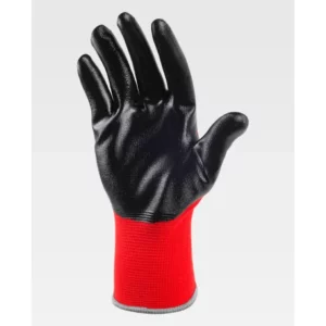 Guantes, pack 12 pares WorkTeam G5000, Rojo/Negro, vista de la palma