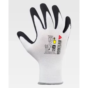 Guantes, pack 12 pares WorkTeam G5010, Blanco/Negro, vista dorsal