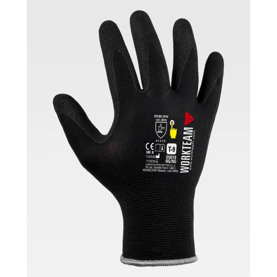 Guantes, pack 12 pares WorkTeam G5010 3 Guantes, pack 12 pares WorkTeam G5010, Negro/Negro, vista dorsal