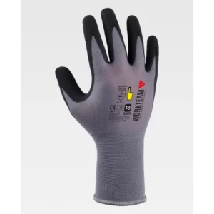 Guantes, pack 12 pares WorkTeam G5020, Gris/Negro, vista dorsal