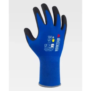Guantes, pack 12 pares WorkTeam G5021, Azulina/Negro, vista dorsal