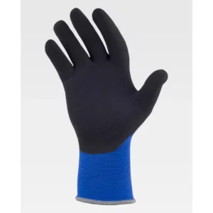 Guantes, pack 12 pares WorkTeam G5021, Azulina/Negro, vista de la palma