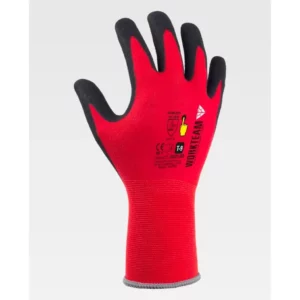 Guantes, pack 12 pares WorkTeam G5021, Rojo/Negro, vista dorsal