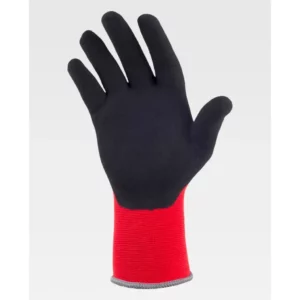Guantes, pack 12 pares WorkTeam G5021, Rojo/Negro, vista de la palma