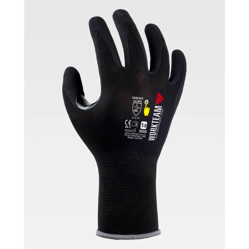 Guantes, pack 12 pares WorkTeam G5022 1 Guantes, pack 12 pares WorkTeam G5022, Negro/Negro, vista dorsal
