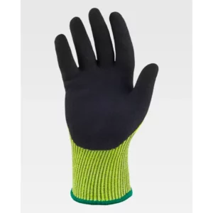 Guantes, pack 12 pares WorkTeam G5510, Amarillo flúor/Negro, vista de la palma