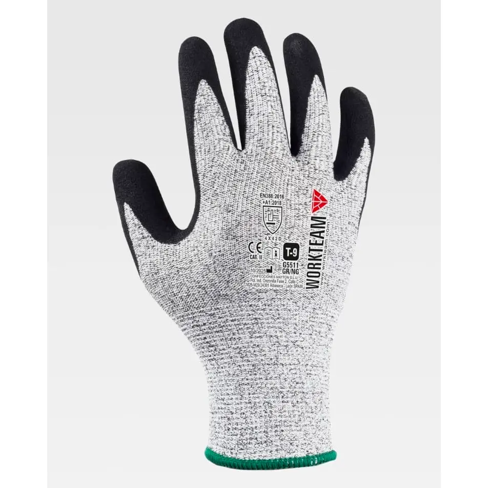 Guantes, pack 12 pares WorkTeam G5511 2 Guantes, pack 12 pares WorkTeam G5511, Gris/Negro, vista dorsal