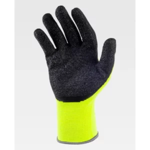 Guantes, pack 12 pares WorkTeam G6000, Amarillo flúor/Negro, vista de la palma