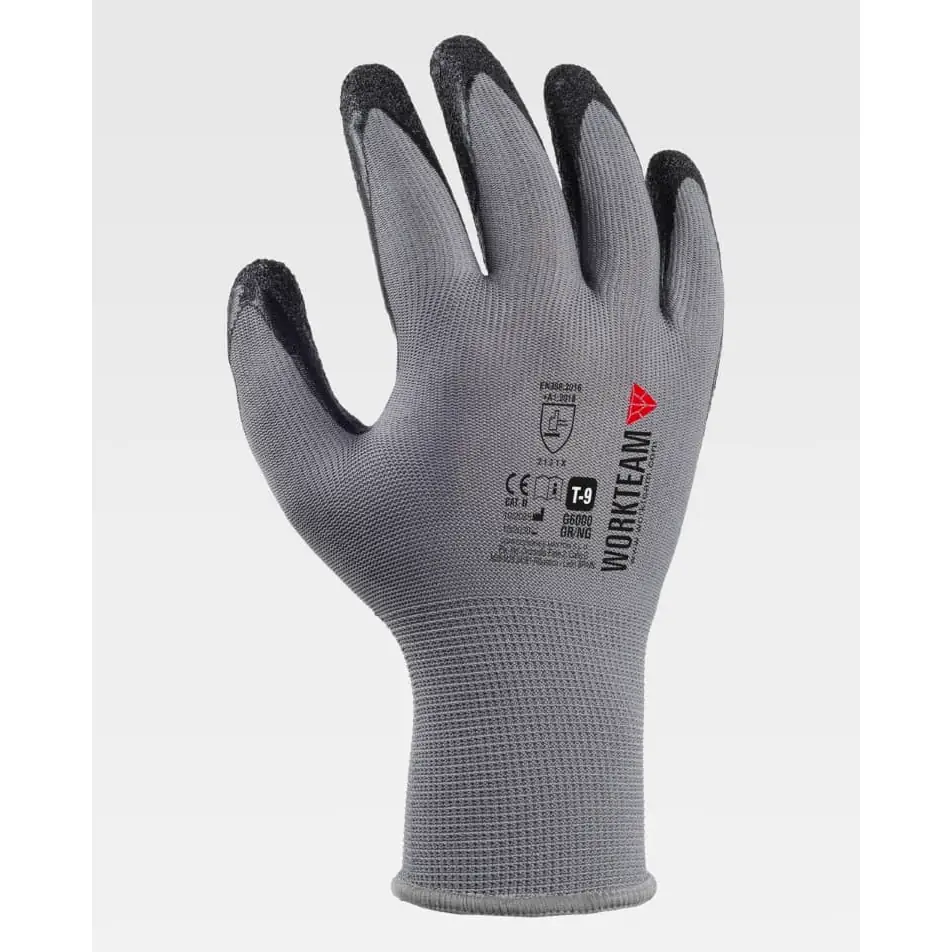 Guantes, pack 12 pares WorkTeam G6000 3 Guantes, pack 12 pares WorkTeam G6000, Gris/Negro, vista dorsal