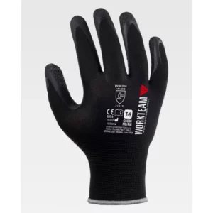 Guantes, pack 12 pares WorkTeam G6000, Negro/Negro, vista dorsal