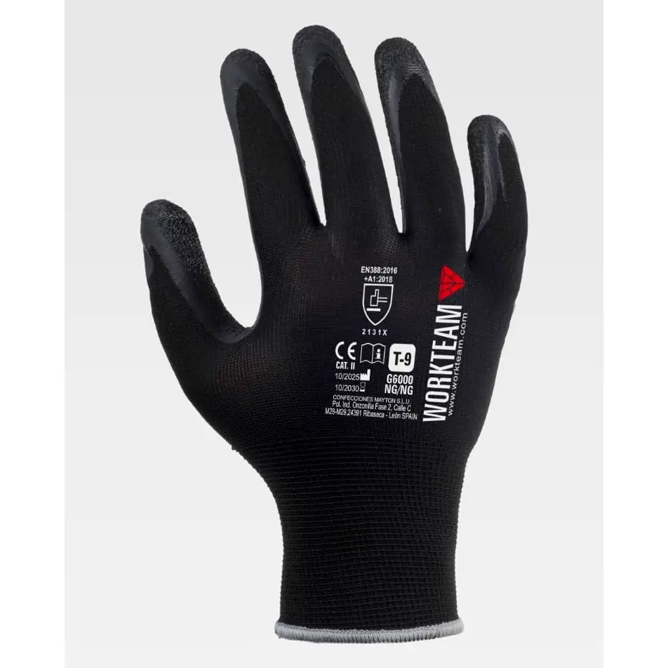 Guantes, pack 12 pares WorkTeam G6000 5 Guantes, pack 12 pares WorkTeam G6000, Negro/Negro, vista dorsal