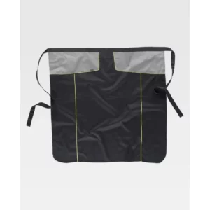 Delantal francés extralargo WorkTeam M240, Negro/Gris/Amarillo flúor, vista frontal
