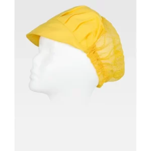 Cofia con visera WorkTeam M601, Amarillo, vista oblicua oficial sobre maniquí