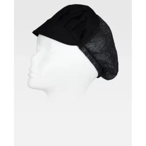Cofia con visera WorkTeam M601, Negro, vista oblicua oficial sobre maniquí
