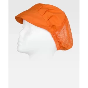 Cofia con visera WorkTeam M601, Naranja, vista oblicua oficial sobre maniquí