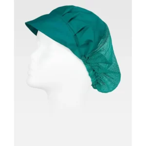 Cofia con visera WorkTeam M601, Verde, vista oblicua oficial sobre maniquí