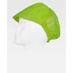 Cofia con visera WorkTeam M601, Verde pistacho, vista oblicua oficial sobre maniquí