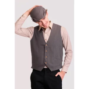Boina inglesa de canvas WorkTeam M675, Gris, persona; vista oblicua con boina