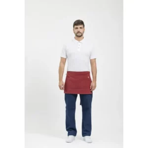 Delantal francés corto canvas WorkTeam M713, Granate, vista con persona