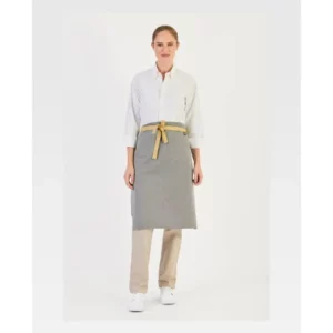 Delantal francés largo de espiga WorkTeam M731, Gris, vista frontal con persona