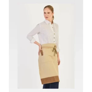 Delantal francés largo canvas WorkTeam M741, Beige/Marron, vista con persona