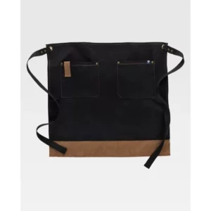 Delantal francés largo canvas WorkTeam M741, Negro/Marrón, vista frontal