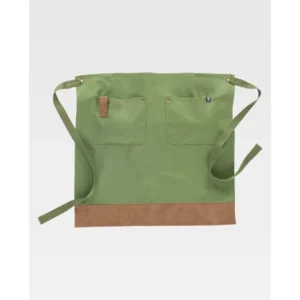Delantal francés largo canvas WorkTeam M741, Verde oliva/Marrón, vista frontal
