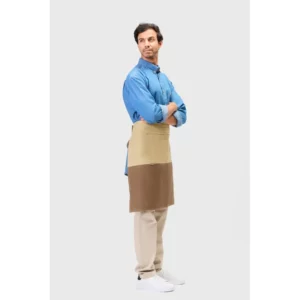 Delantal francés largo canvas WorkTeam M751, Beige/Marron, vista con persona