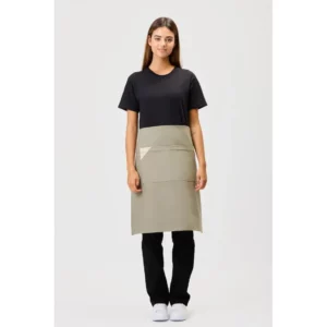 Delantal francés largo canvas WorkTeam M753, Verde oliva/Gris topo, vista con persona