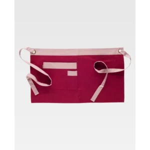 Delantal francés corto canvas WorkTeam M755, Granate/Rosa claro, vista frontal