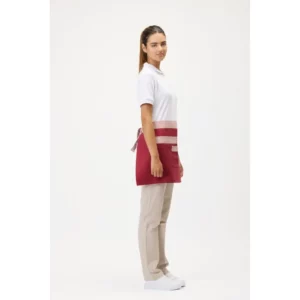 Delantal francés corto canvas WorkTeam M755, Granate/Rosa claro, vista con persona