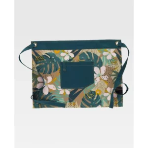 Delantal francés canvas WorkTeam M757, Estampado hojas tropicales/Verde oscuro, vista frontal