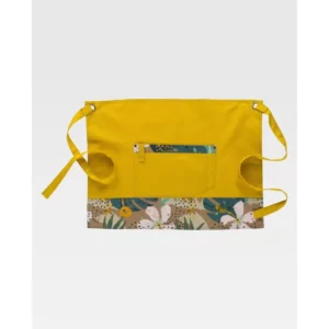 Delantal francés canvas WorkTeam M759, Mostaza/Estampado hojas tropicales, vista frontal