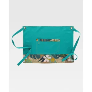 Delantal francés canvas WorkTeam M759, Turquesa/Estampado hojas tropicales, vista frontal