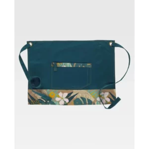 Delantal francés canvas WorkTeam M759, Verde oscuro/Estampado hojas tropicales, vista frontal