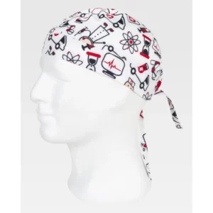 Bandana estampada WorkTeam M860, Estampado/Rojo, vista oblicua sobre maniquí