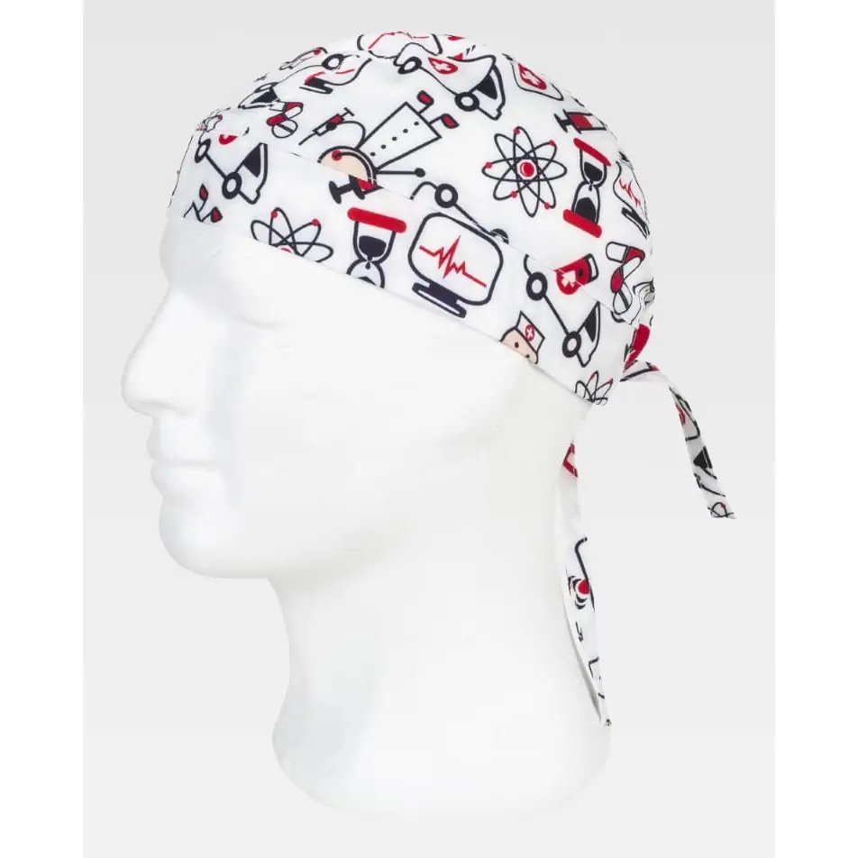 Bandana estampada WorkTeam M860 3 Bandana estampada WorkTeam M860, Estampado/Rojo, vista oblicua sobre maniquí
