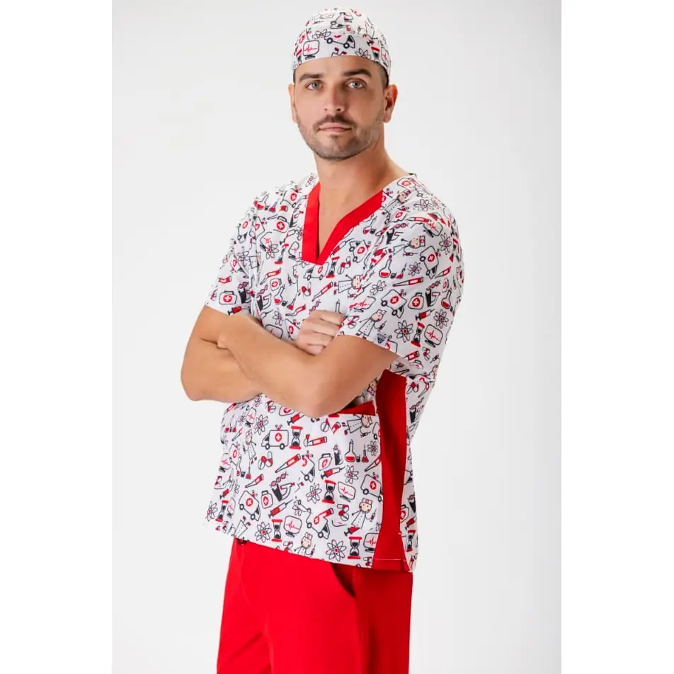 Bandana estampada WorkTeam M860 1 Bandana estampada WorkTeam M860, Estampado/Rojo, vista con persona