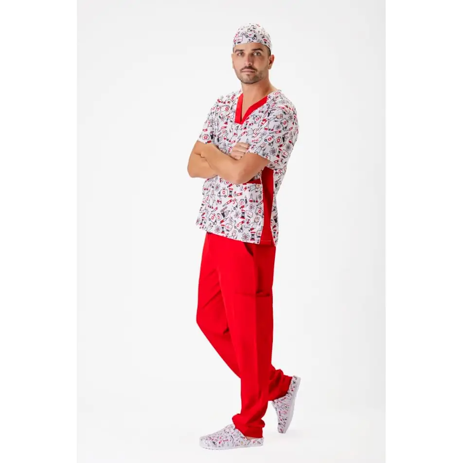 Bandana estampada WorkTeam M860 2 Bandana estampada WorkTeam M860, Estampado/Rojo, vista con persona