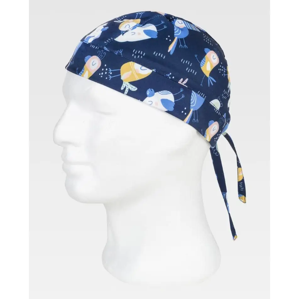 Bandana estampada WorkTeam M863 3 Bandana estampada WorkTeam M863, Estampado/Azul celeste, vista oblicua sobre maniquí