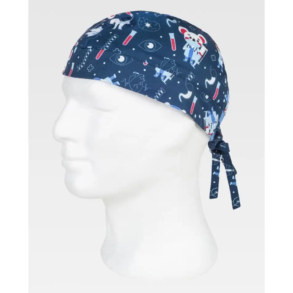 Bandana estampada WorkTeam M865 3 Bandana estampada WorkTeam M865, Estampado/Azul celeste, vista oblicua sobre maniquí