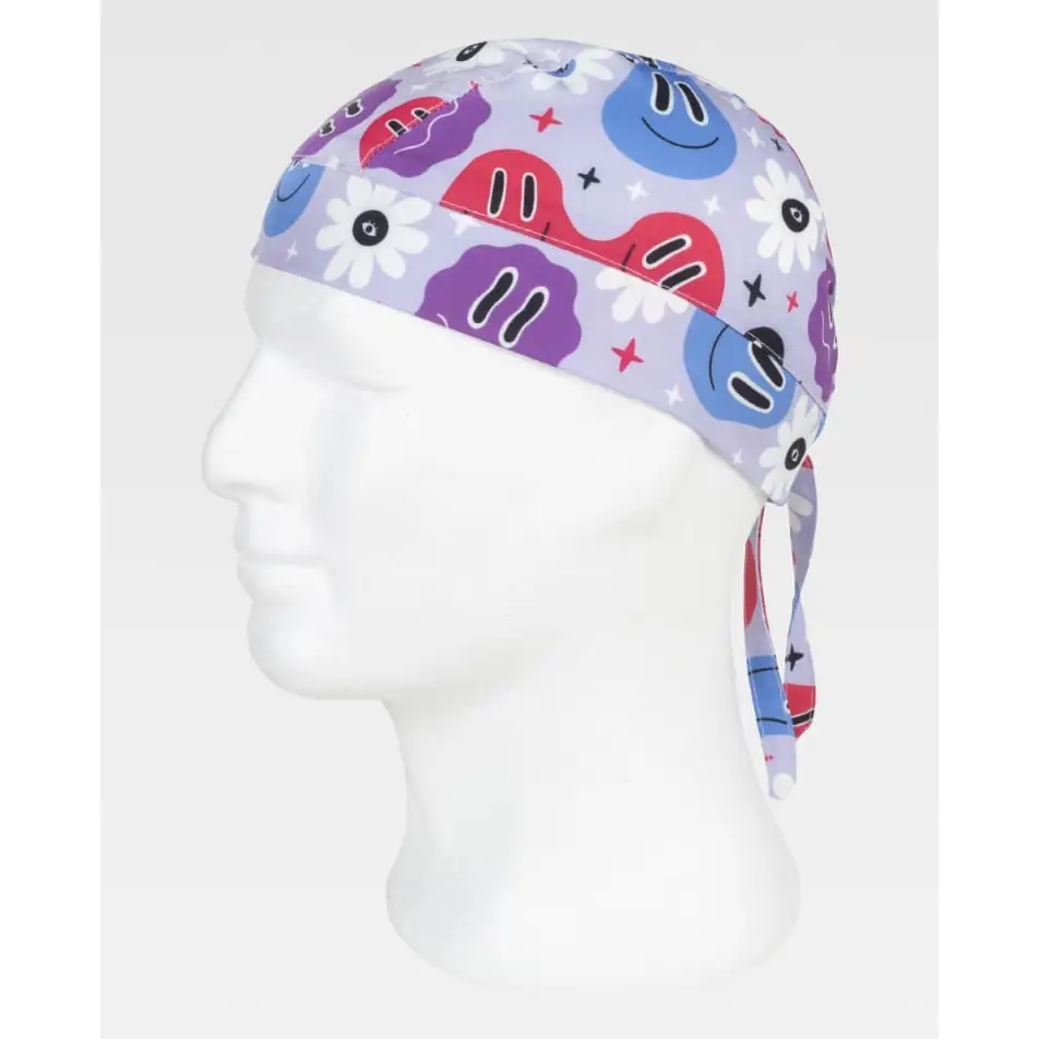 Bandana estampada WorkTeam M866 3 Bandana estampada WorkTeam M866, Estampado/Azul celeste, vista oblicua sobre maniquí