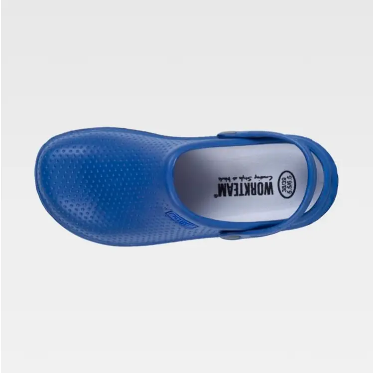 Zueco WorkTeam P2006 4 Zueco WorkTeam P2006, Azul, vista cenital de un zapato