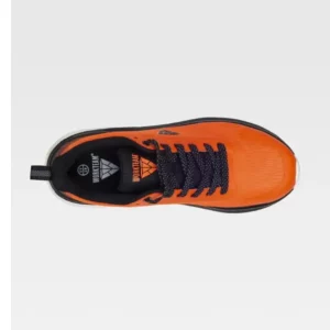 Zapatilla deportiva WorkTeam P4004, Naranja flúor, vista cenital de un zapato