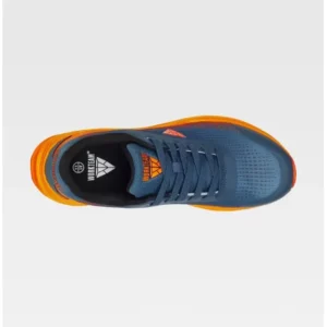 Zapatilla deportiva WorkTeam P4005, Azafata/Naranja fluor, vista cenital de un zapato