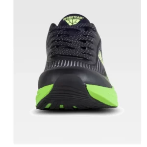Zapatilla deportiva WorkTeam P4005, Negro/Verde flúor, vista frontal