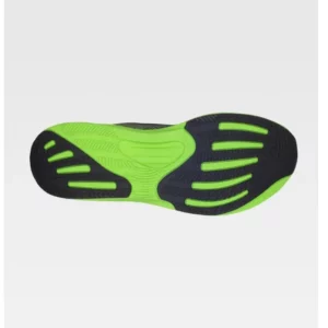 Zapatilla deportiva WorkTeam P4005, Negro/Verde flúor, vista de la suela