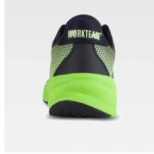 Zapatilla deportiva WorkTeam P4005, Negro/Verde flúor, vista del talón