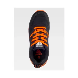 Zapatilla de trekking WorkTeam P4014, Negro/Naranja flúor, vista cenital de un zapato