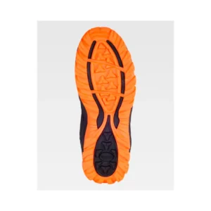 Zapatilla de trekking WorkTeam P4014, Negro/Naranja flúor, vista de la suela